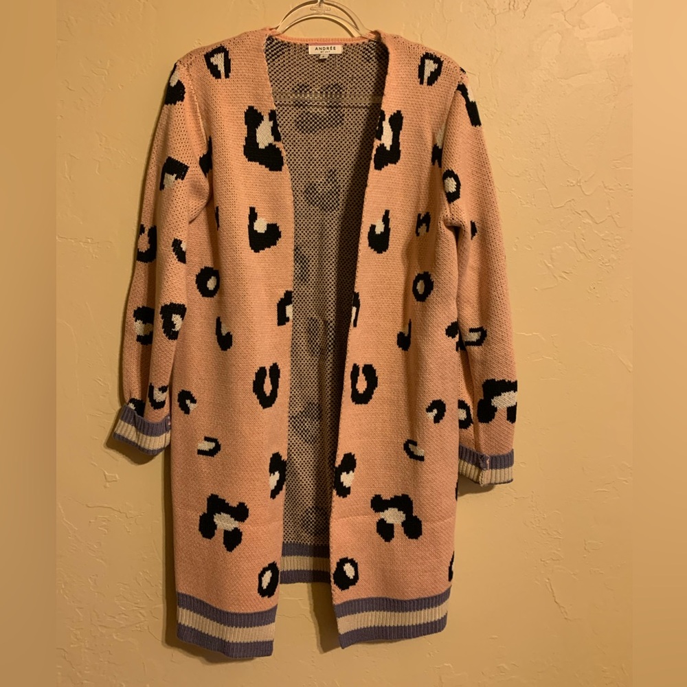 Pink Leopard Andree Cardigan Size Small